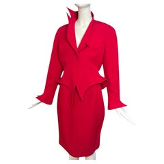 F/W 1988 Thierry Mugler Flaming Red Les Infernales Iconic Skirt Suit