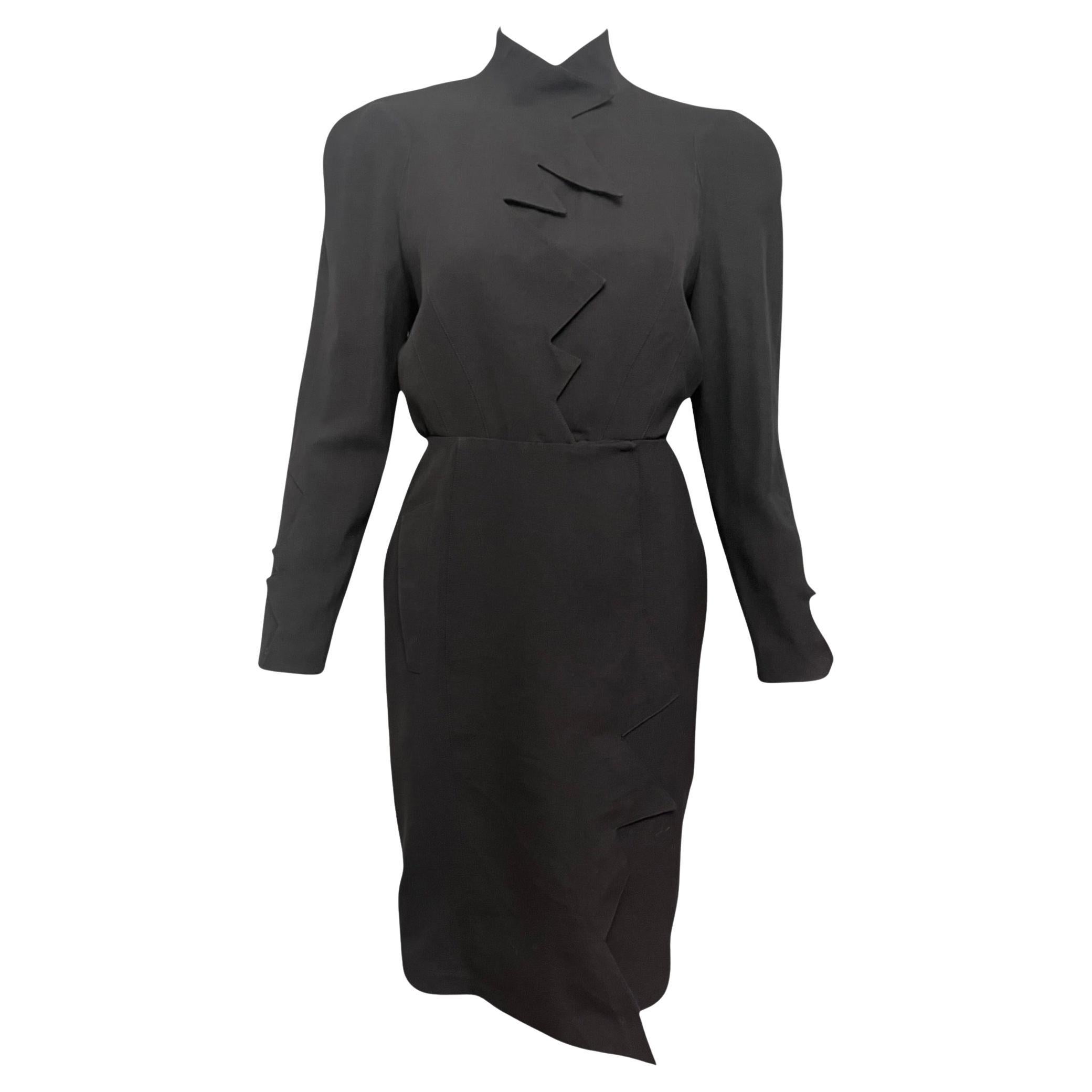 F/W 1988 Thierry Mugler Black Les Infernales Lightning Bolt Dress For Sale