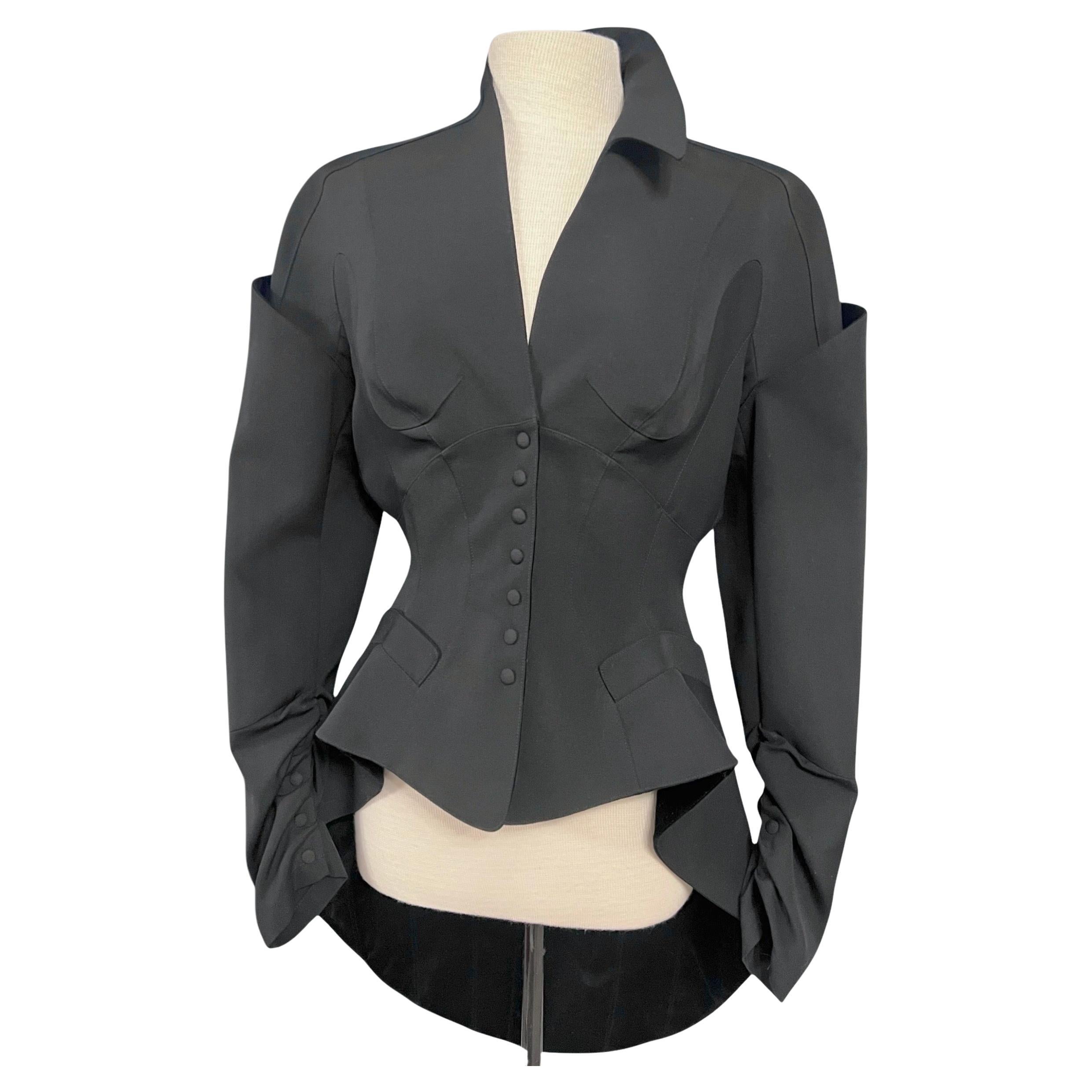 F/W 1995 Thierry Mugler Black Iconic Sculptural Archival Runway Jacket For Sale 1