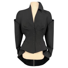 H/W 1995 Thierry Mugler Schwarze ikonische skulpturale Archivalische Laufstegjacke in Schwarz