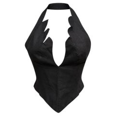 Thierry Mugler Black Sculptural Scalloped Halter Bustier Corset Top
