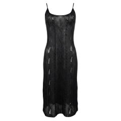 S/S 1998 Christian Dior by John Galliano Black Metallic Crochet Knit Mini Dress