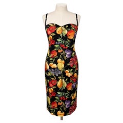 2000's Dolce & Gabbana Fruit Printed Fitted Silk Dress