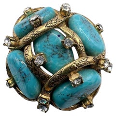 Robert Goossens vintage turquoise brooch, 1960s