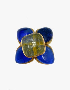 Vintage Chanel Gripoix Glass Flower Brooch, 1980s