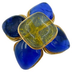 Vintage Chanel Gripoix Glass Flower Brooch, 1980s