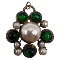Vintage-Glasbrosche/-Anhänger von Roger Scemama Gripoix, 1950er Jahre