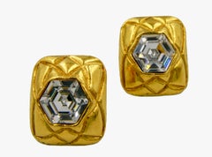 Vintage Chanel Geometric Strass Clip-On Earrings, 1970s