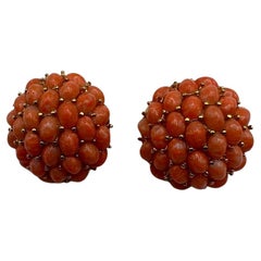 Vintage Hemisphere Faux Coral Ciner Clip-On Earrings, 1980S