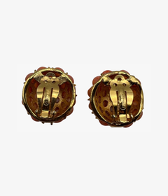 Vintage Hemisphere Faux Coral Ciner Clip-On Earrings, 1980S