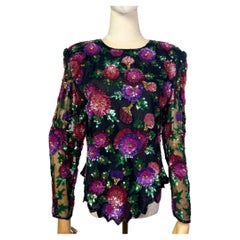 Vintage Laurence Kazar sequined silk blouse