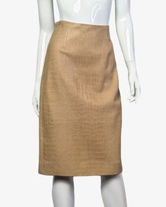 Leather skirt with crocodile embossing