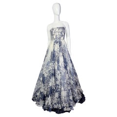 Floral silk bustier evenin maxi dress