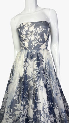 Floral silk bustier evenin maxi dress