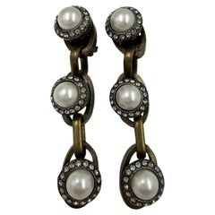 Lanvin faux pearl & crystal drop clip-on earrings