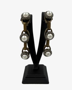 Lanvin faux pearl & crystal drop clip-on earrings