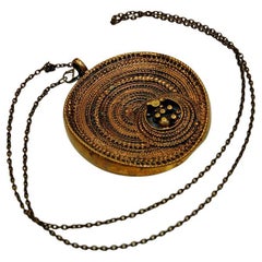 Round Bronze Pendant Necklace by Jorma Laine for Turun Hopea, 1970s