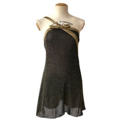 Mini robe métallisée noire et or de John Galliano