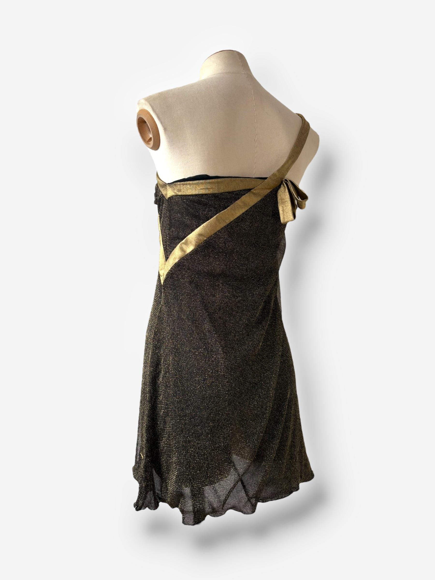 Mini robe métallisée noire et or de John Galliano Bon état - En vente à CAPELLE AAN DEN IJSSEL, ZH