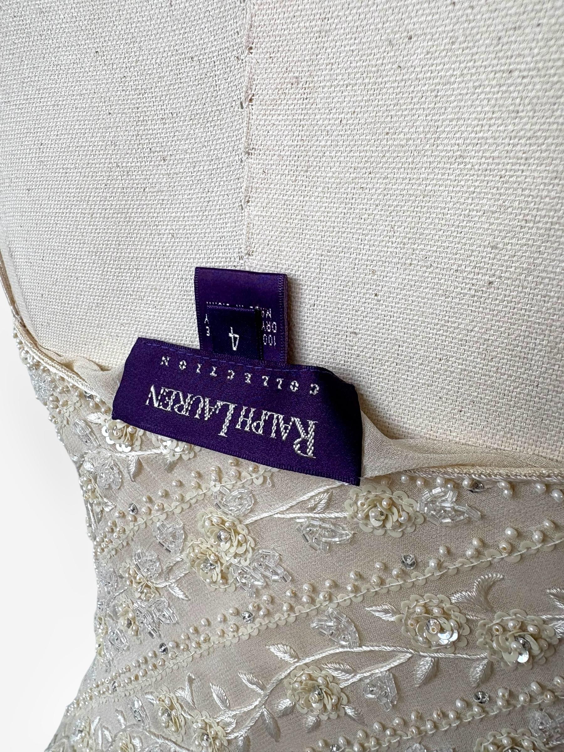 De las mujeres Top de seda con cuentas color crema Ralph Lauren, 1998 en venta