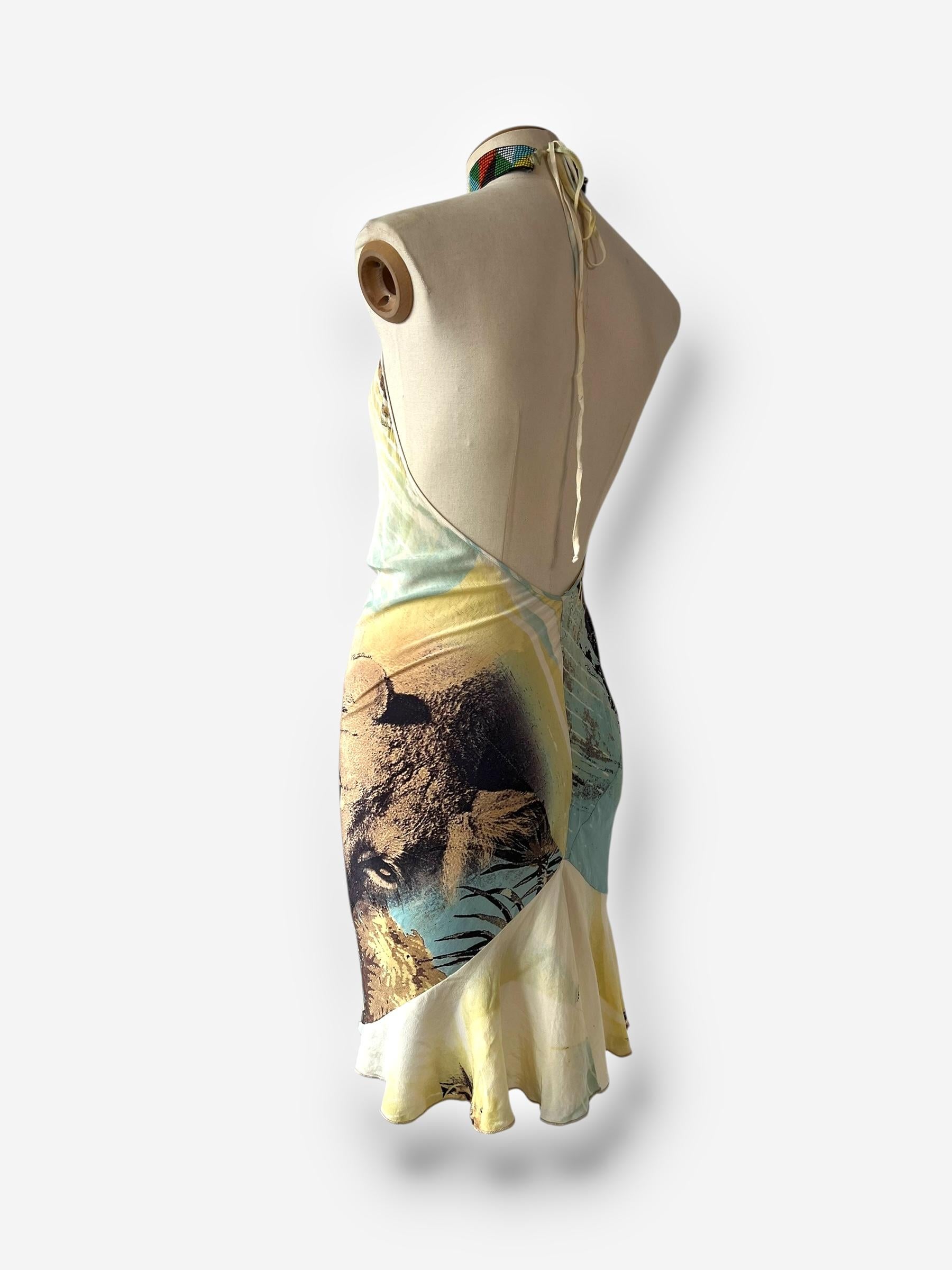 Robe dos nu à imprimé lion de Roberto Cavalli, printemps/été 2002 Bon état - En vente à CAPELLE AAN DEN IJSSEL, ZH