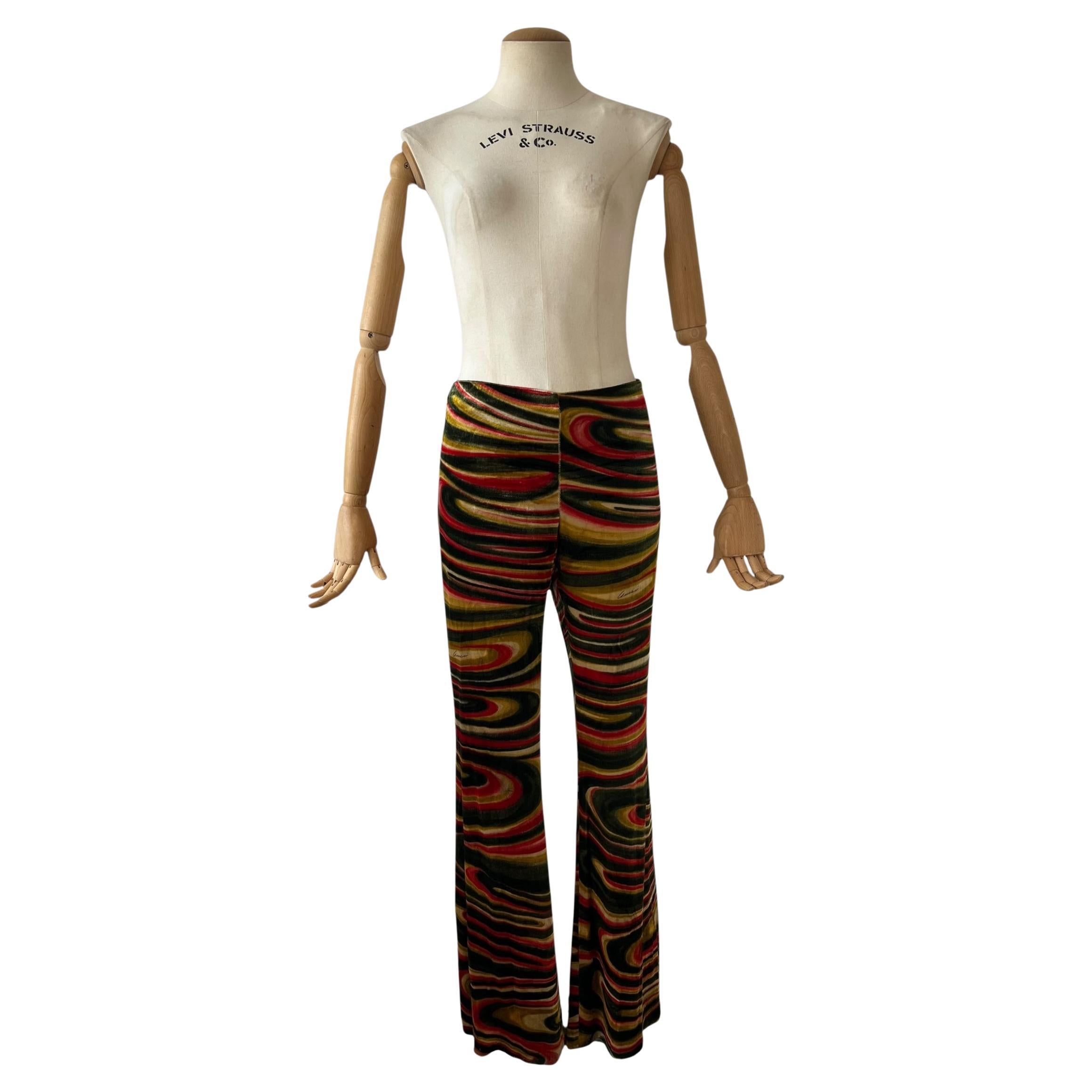 Gucci by Tom Ford 1999 F/W Runway Pantalon en velours imprimé tourbillon en vente