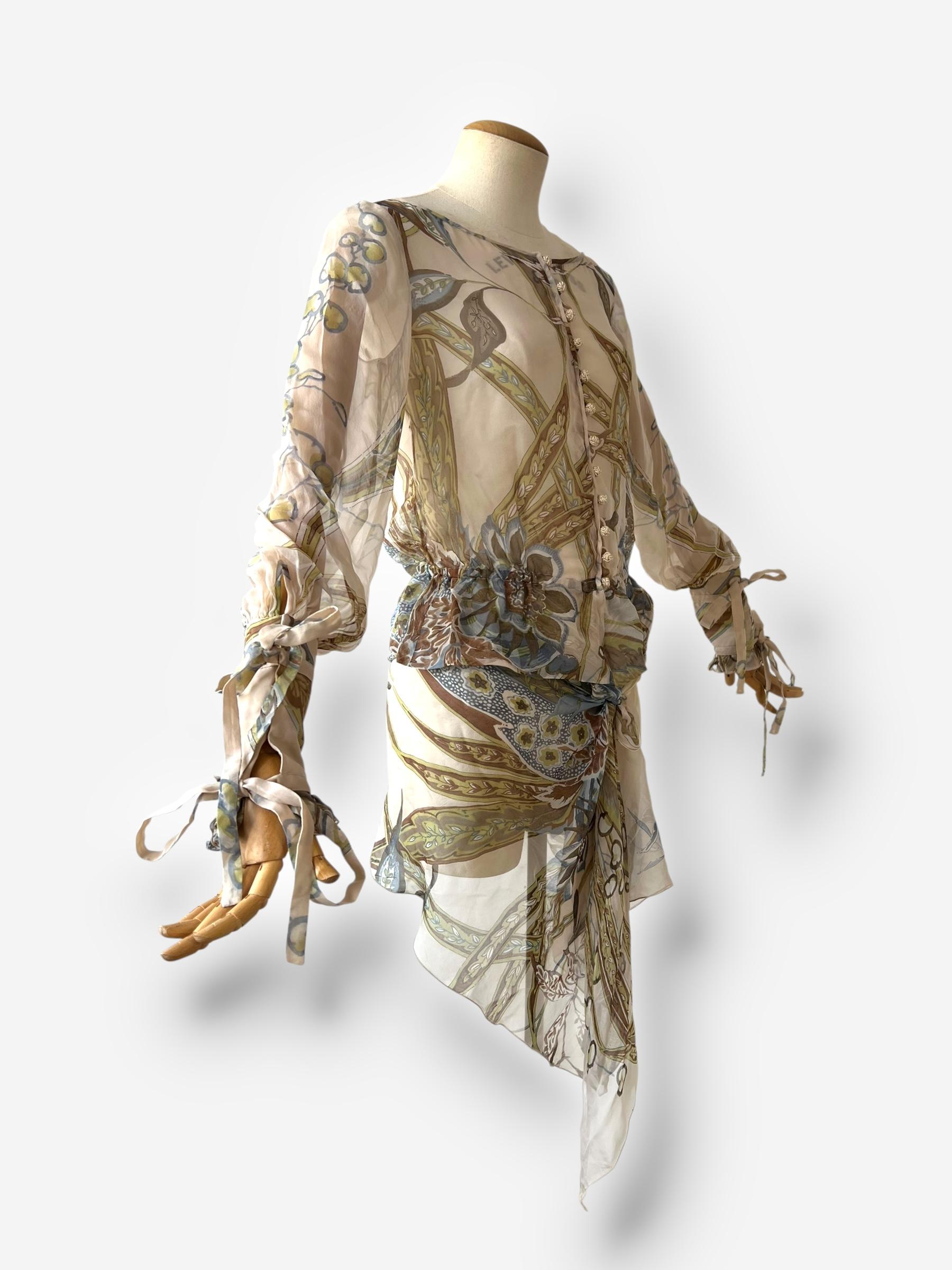 Ensemble top et foulard en soie imprimée Valentino, circa early 2000s (c. 2003) en vente 1