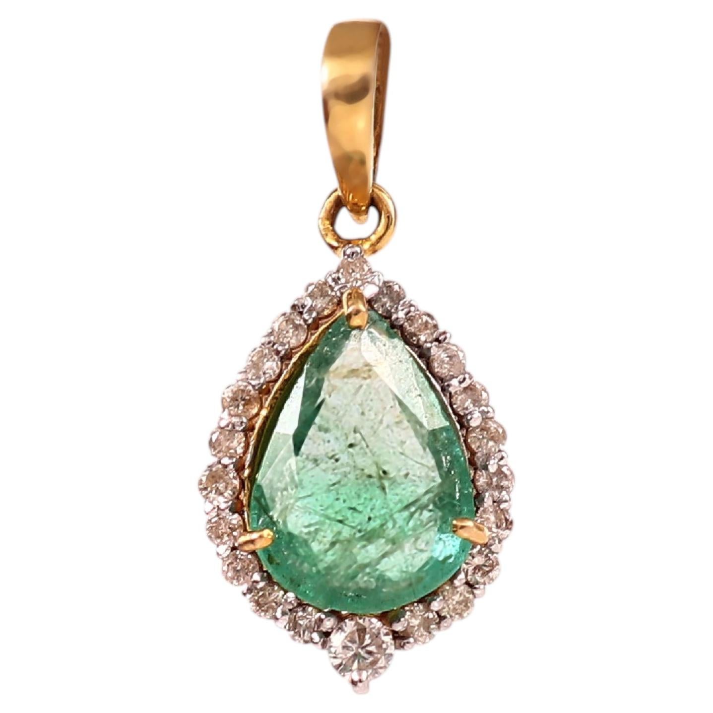 Pendentif Emeraude en diamant naturel certifié IGI Collier pendentif en or 18K