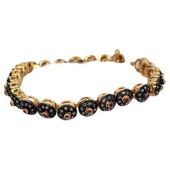 Zertifiziertes Silberarmband mit natürlichen Diamanten im Rosenschliff Rubin Gelbgold vergoldet Silber
