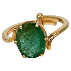 Certified Emerald Gold Ring 2.70ctw Emerald 14K Solid Yellow Gold Ring
