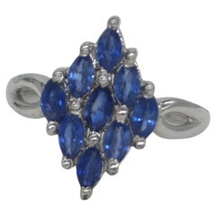 Zaffiro blu naturale certificato Anello in argento sterling placcato oro bianco