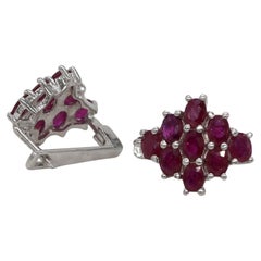 Certified Natural AAA Ruby Sterling silver Studs white gold-plated Earring Studs
