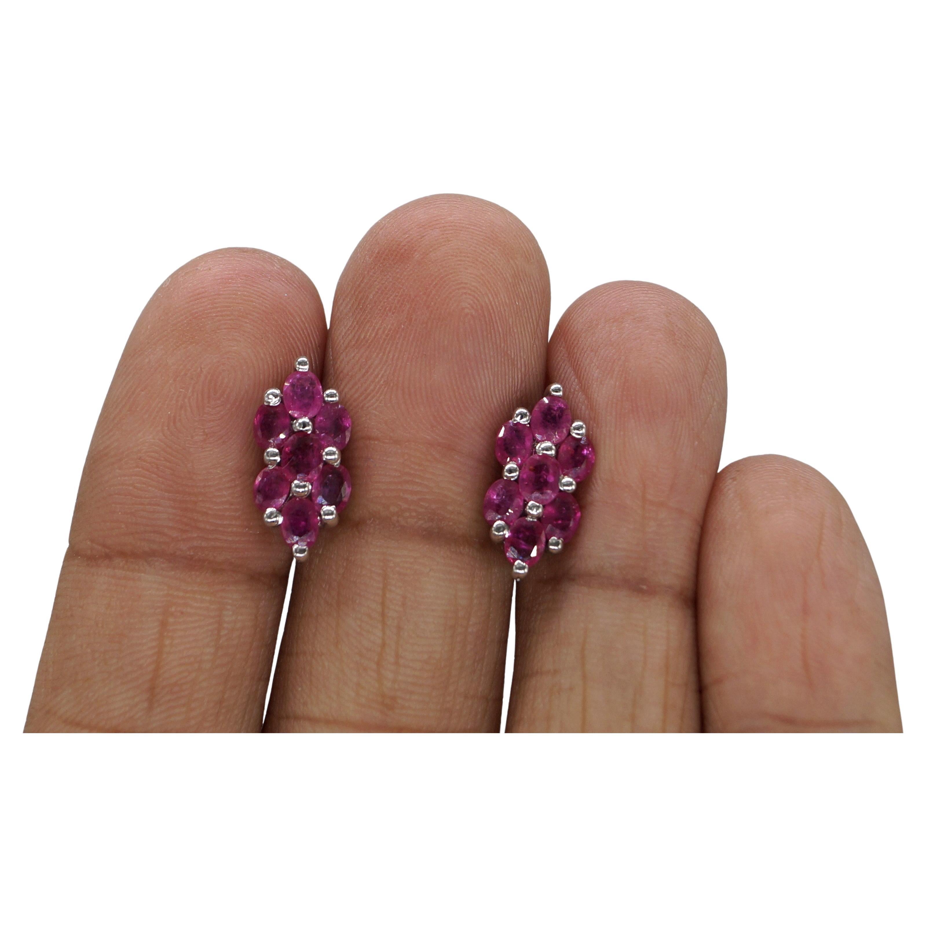 Royal Floral ruby 925 silver Earring consists of:
Gross weight- 3.600grams

Gemstone name- Ruby
Gemstone type- Natural real
Gemstone color- Deep red
Gemstone Lab Certificate- Yes

Metal- Silver
Metal purity- 925 sterling silver
Metal color- White