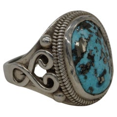 Rare Natural Nishapuri Iranian turquoise 925 silver shajari firoza handmade Ring