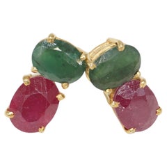 Natural Ruby Earring 1.10ctw Burma Ruby 18K Gold Vermeil Ruby Earrings studs