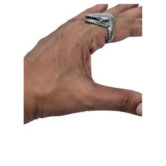 Certified Natural rose cut Diamonds 925 silver shark mouth designer ring band