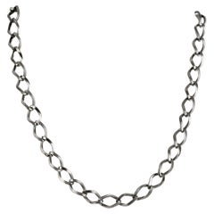 Boho Vintage look oxidized sterling silver Link 20" inches long chain necklace