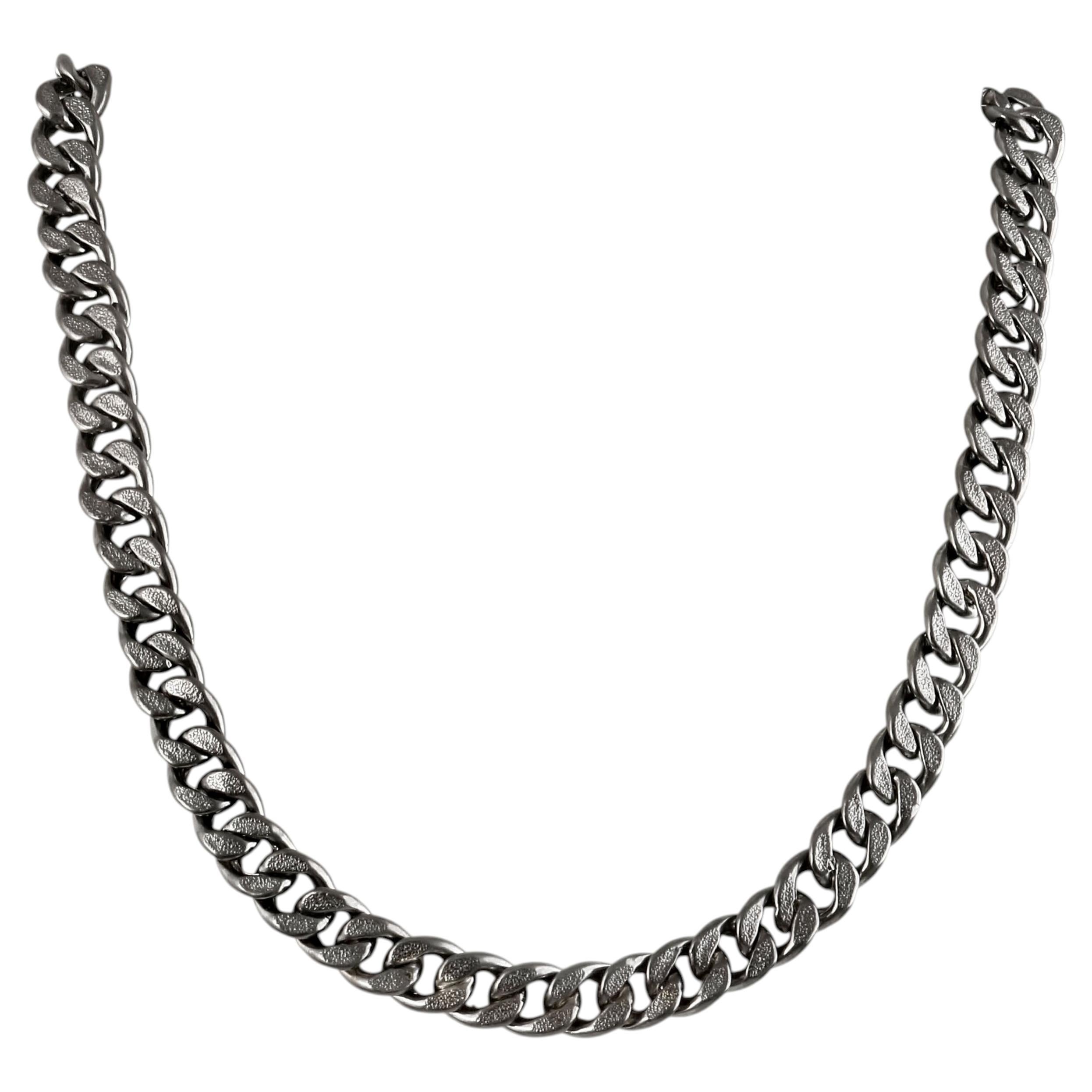 Boho Vintage look oxidized sterling silver Link 20" inches long chain necklace