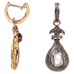 Royal Designer Uncut Diamond Sterling Silver Dangle Earrings