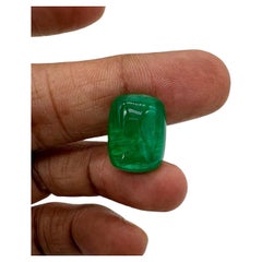 Émeraude verte colombienne de 17,16 carats, certifiée naturelle, taille « sugar cut », en cabochon