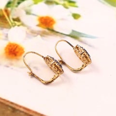 Retro vintage look real rose cut uncut diamond silver earrings