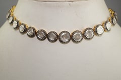 18" inches Classic uncut diamonds rose cut diamonds 925 sterling silver necklace