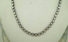 20" inches Regal uncut diamonds oxidized 925 sterling silver necklace