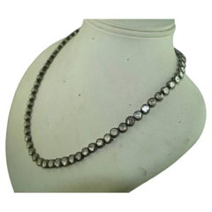 20" inches Regal uncut diamonds oxidized 925 sterling silver necklace