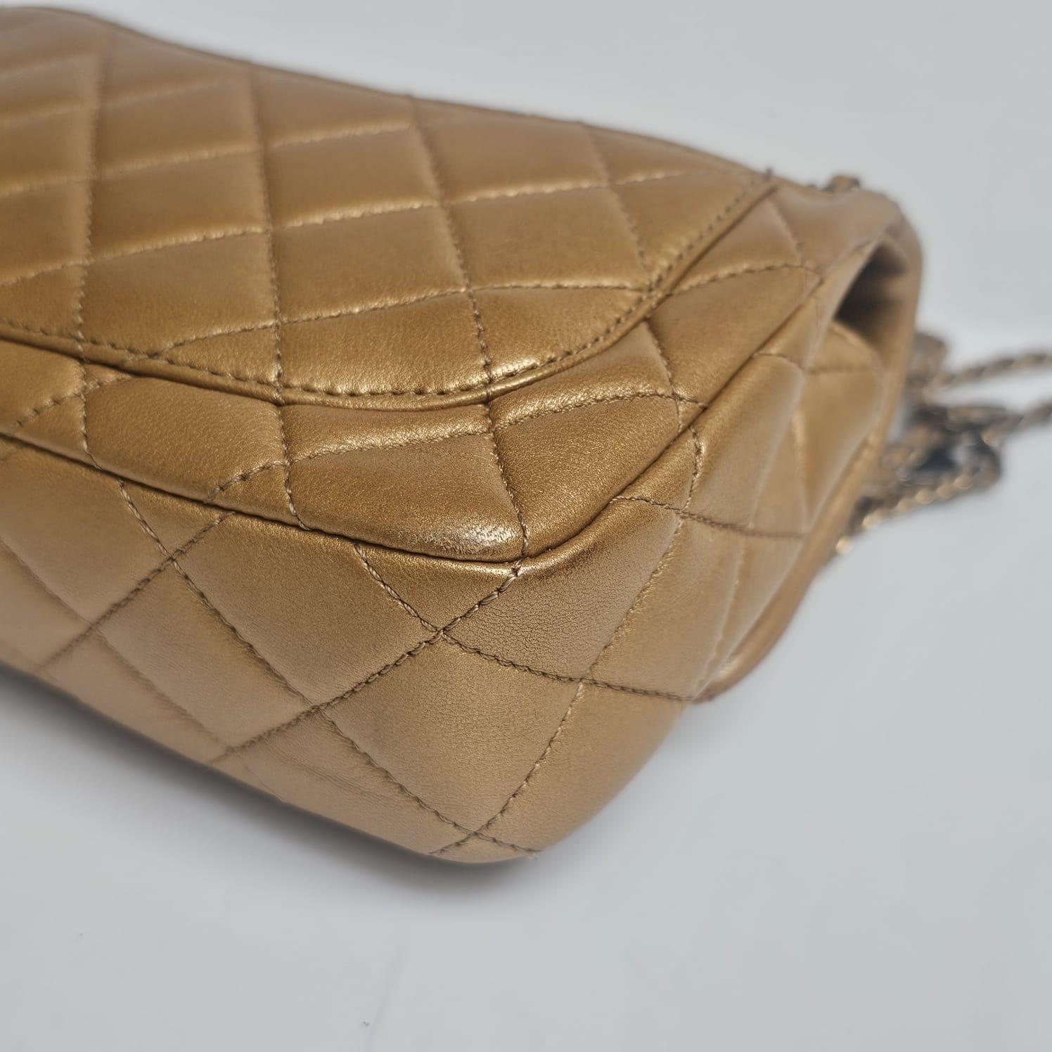 Raro medaglione di monete in pelle di vitello invecchiata Mini Classic Flap Bag in vendita 6