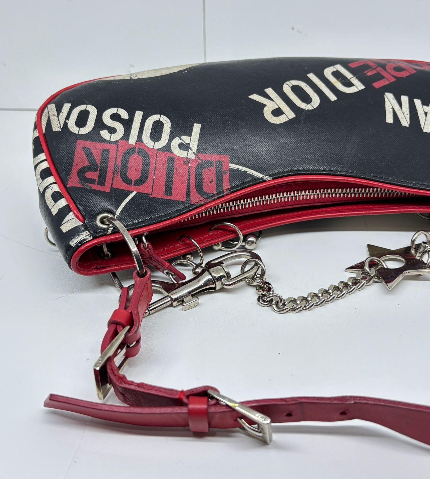 Rare Christian Dior John Galliano Black Hardcore Piercing Shoulder Pochette en vente 5
