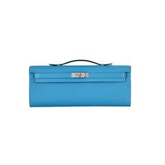 HERMES KELLY BAG KELLY Cut TURQUOISE CLUTCH POCHETTE