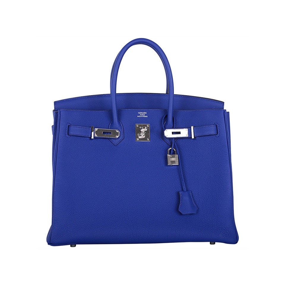 HERMES BIRKIN BAG 35cm BLUE ELECTRIC 35CM OMGGGG For Sale