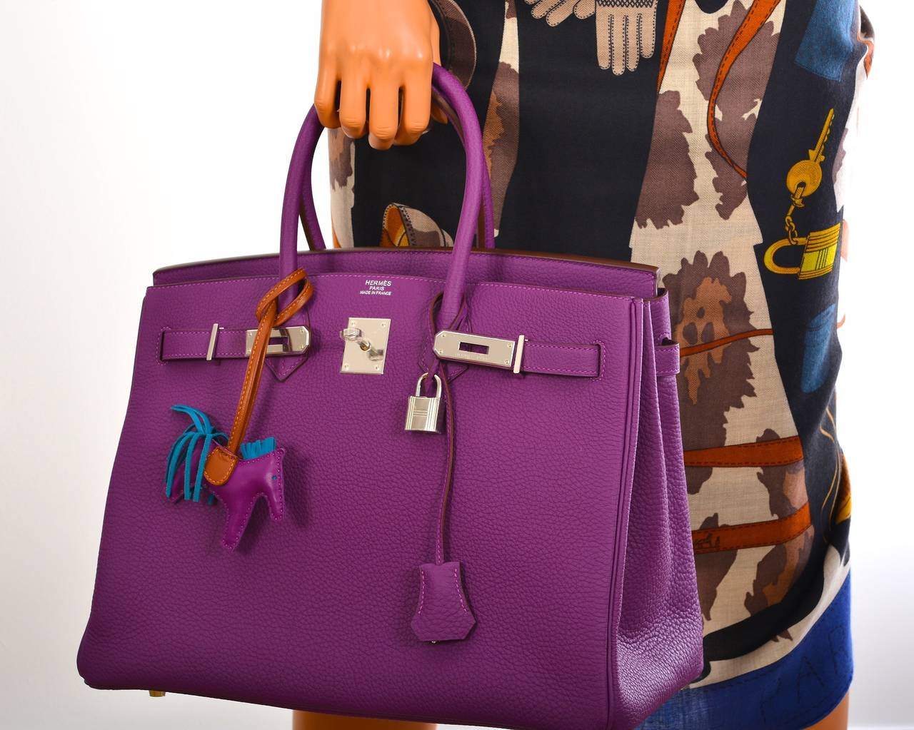 HERMES KELLY BAG 35cm ANEMONE WITH PALL HARDWARE JaneFinds In New Condition In NYC Tri-State/Miami, NY