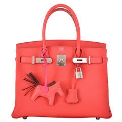 HERMES BIRKIN BAG 30cm ROUGE PIVOINE WITH PALLADIUM HARDWARE JaneFinds